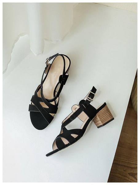 summer chunky heels cross strap sandals genuine leather high heels fashion fairy style women shoes, Black
summer chunky heels cross strap sandals genuine leather high heels fashion fairy style women shoes, Black