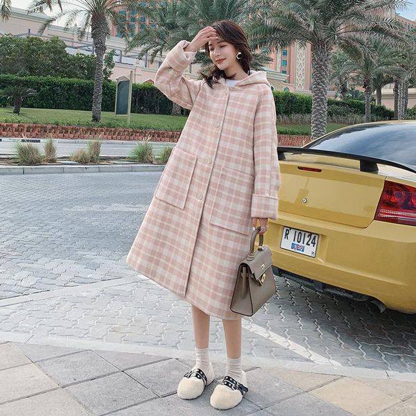 2020 autumn winter long hooded woolen coat korean version loose casual plaid wool coat women fashion female overcoat, Black
2020 autumn winter long hooded woolen coat korean version loose casual plaid wool coat women fashion female overcoat, Black