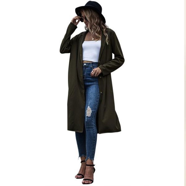 spring autumn women fashion full sleeve solid maxi trench single breasted jacket outerwear casual coat ladies streetwear, Tan;black
spring autumn women fashion full sleeve solid maxi trench single breasted jacket outerwear casual coat ladies streetwear, Tan;black