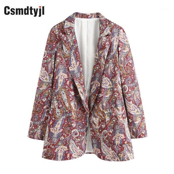 csmdtyjl women paisley printed pockets blazers feminino vintage long sleeve female outerwear coat chic suit 1, White;black
csmdtyjl women paisley printed pockets blazers feminino vintage long sleeve female outerwear coat chic suit 1, White;black