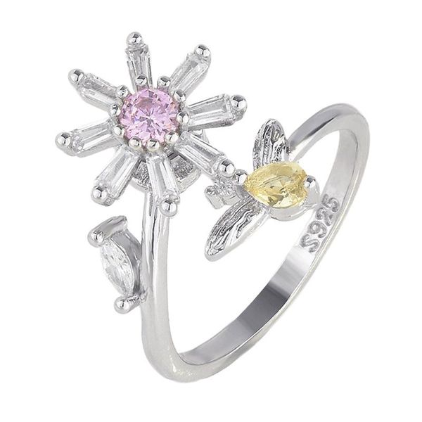 1pcs cubic zircon bee rotating flower ring for women adjustable opening ring, Slivery;golden
1pcs cubic zircon bee rotating flower ring for women adjustable opening ring, Slivery;golden