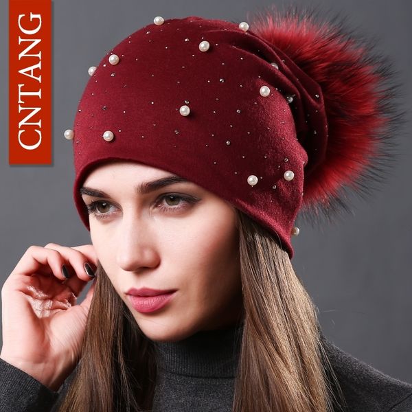 cntang women's fashion hat autumn winter rhinestones pearl hats female beanies natural raccoon fur pompom cotton warm caps y200102, Blue;gray
cntang women's fashion hat autumn winter rhinestones pearl hats female beanies natural raccoon fur pompom cotton warm caps y200102, Blue;gray