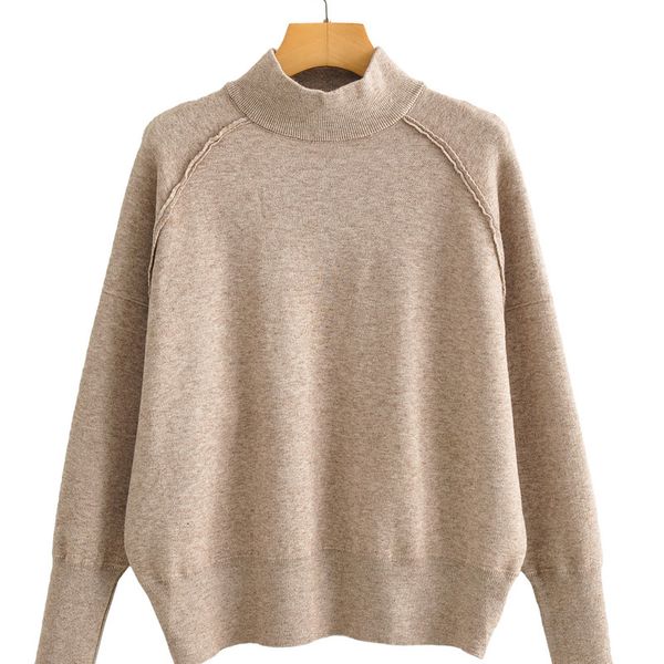 2021 new popular autumn european and american women's style splicing half high collar knitted pullover sweater uldv, Black;white
2021 new popular autumn european and american women's style splicing half high collar knitted pullover sweater uldv, Black;white