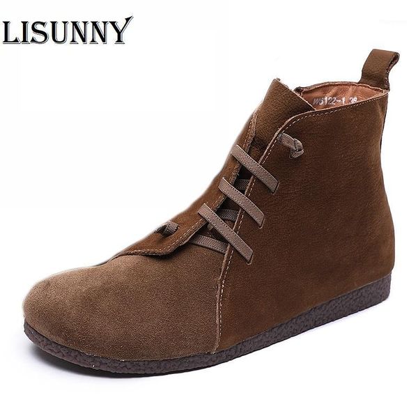 2020 woman ankle boots women's genuine leather shoes female retro rubber boots flat with spring/autumn botas mujer1, Black
2020 woman ankle boots women's genuine leather shoes female retro rubber boots flat with spring/autumn botas mujer1, Black