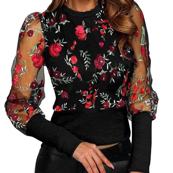 blouse embroidery round neck flowers splice puff sleeve mesh party prom night club women's shirts, White
blouse embroidery round neck flowers splice puff sleeve mesh party prom night club women's shirts, White