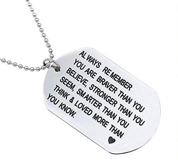 engraved dog tag necklace friends gifts always remember you are braver stainless steel necklace, Silver
engraved dog tag necklace friends gifts always remember you are braver stainless steel necklace, Silver