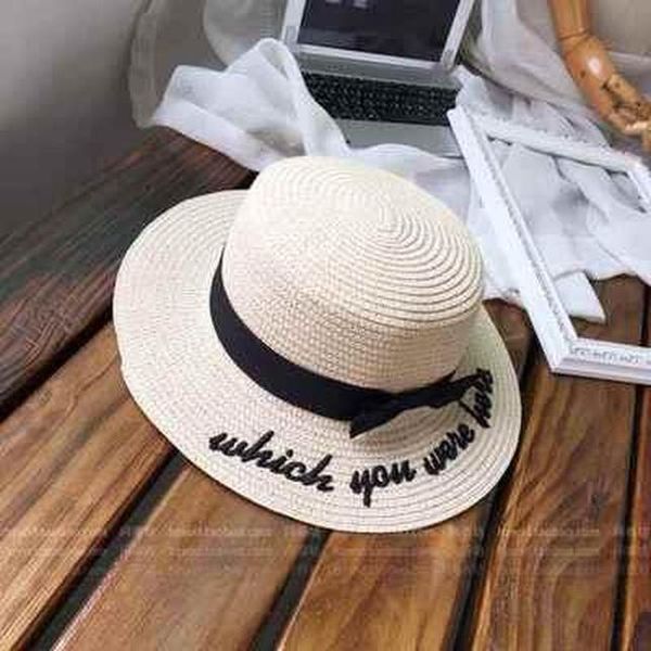 2017 summer new embroidery letter boater hat ribbon round bow flat wide brim straw hat women fedora panama hat wmtbkl, Black;white
2017 summer new embroidery letter boater hat ribbon round bow flat wide brim straw hat women fedora panama hat wmtbkl, Black;white