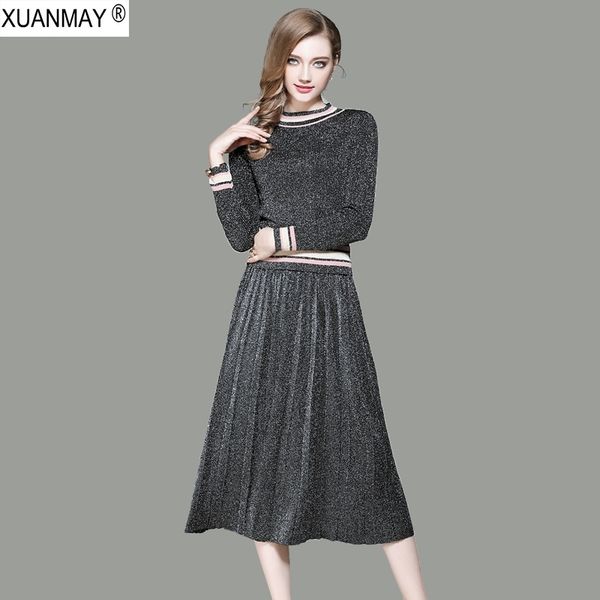 autumn streetwear sweater and skirt up and down two-piece european style long sleeve sweater dress autumn women's set sweater y200910, White;black 
autumn streetwear sweater and skirt up and down two-piece european style long sleeve sweater dress autumn women's set sweater y200910, White;black