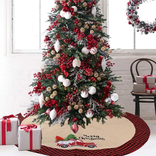 merry christmas tree skirt car printed mat with red and black plaid edge for holiday decorations
merry christmas tree skirt car printed mat with red and black plaid edge for holiday decorations