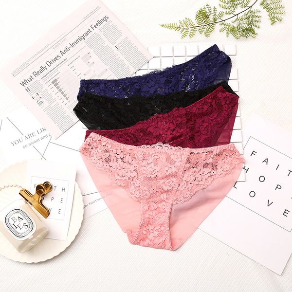 may three-dimensional cut stitching lace women's low waist breathable comfortable triangle underwear, Black;pink
may three-dimensional cut stitching lace women's low waist breathable comfortable triangle underwear, Black;pink