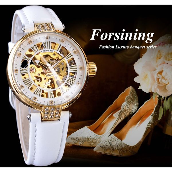 forsining white gold mechanical automatic luxury brand lady wrist watch skeleton clock women leather dress age girl watches, Slivery;brown 
forsining white gold mechanical automatic luxury brand lady wrist watch skeleton clock women leather dress age girl watches, Slivery;brown