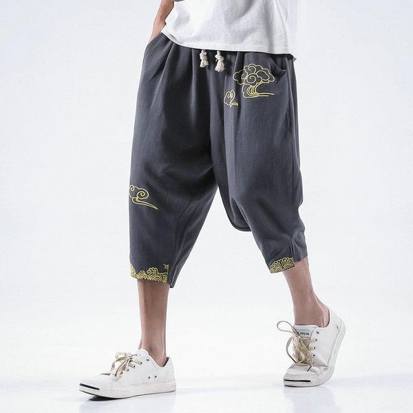 men's pants streetwear casual men cotton linen harem joggers chinese style embroidery calf-length trousers1, Black
men's pants streetwear casual men cotton linen harem joggers chinese style embroidery calf-length trousers1, Black