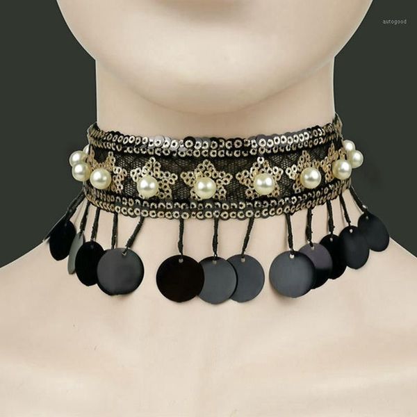 chokers 1pcs black choker necklace tassel fake pearl sequin statement lace fashion jewelry for women girls1, Golden;silver
chokers 1pcs black choker necklace tassel fake pearl sequin statement lace fashion jewelry for women girls1, Golden;silver