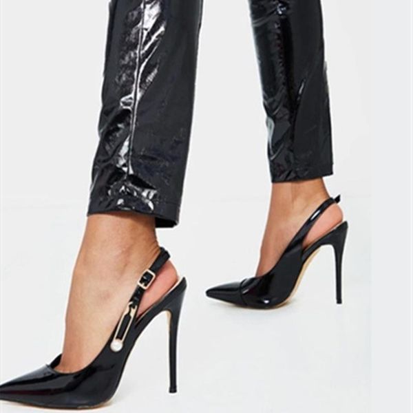 western fashion metal buckle slingback sandals women black pointed toe high heel summer pumps shoes stilettos big size 43
western fashion metal buckle slingback sandals women black pointed toe high heel summer pumps shoes stilettos big size 43