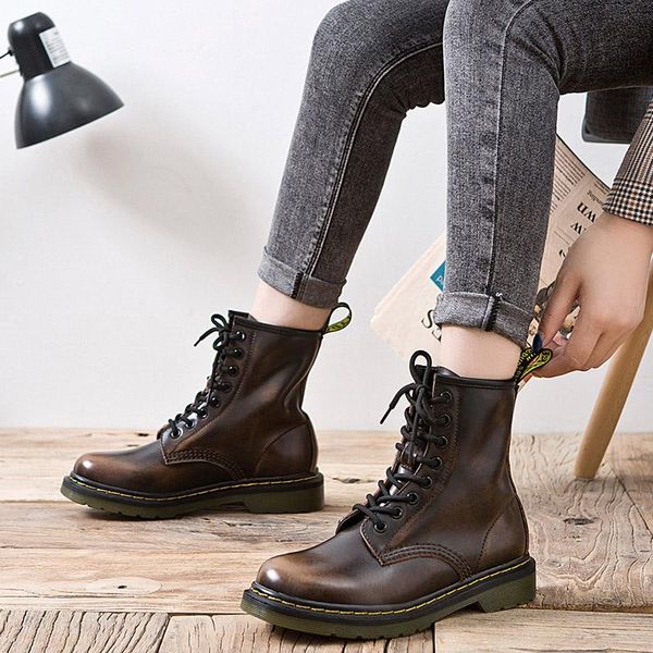 fashion women high boots leather lace up low heels shoes for fall spring british style ty66, Black
fashion women high boots leather lace up low heels shoes for fall spring british style ty66, Black