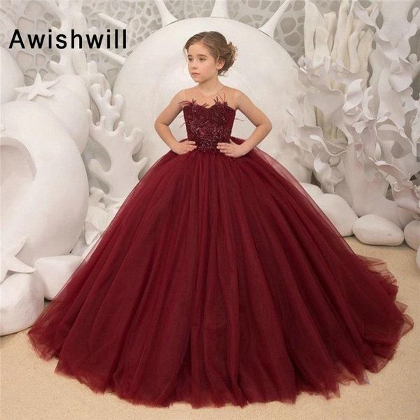 girl's dresses arrival burgundy flower girl ball gown applique tulle illusion o neck communion party dress, Red;yellow
girl's dresses arrival burgundy flower girl ball gown applique tulle illusion o neck communion party dress, Red;yellow