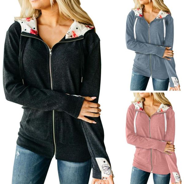 women's hoodies & sweatshirts 2021 autumn winter women long sleeve floral print hood zipper closure hoodie coat outerwear plus size s-3, Black
women's hoodies & sweatshirts 2021 autumn winter women long sleeve floral print hood zipper closure hoodie coat outerwear plus size s-3, Black