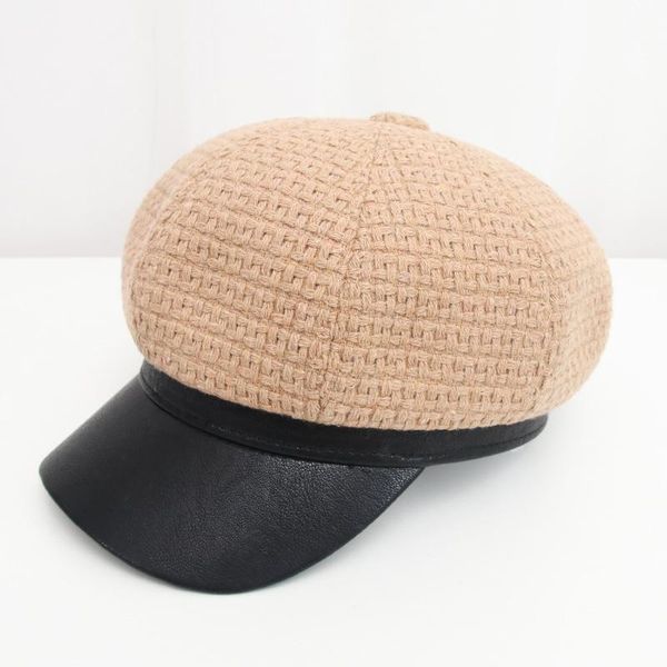 stingy brim hats autumn and winter warm solid beret casual painter hat peaked octagonal for women girl 18, Blue;gray
stingy brim hats autumn and winter warm solid beret casual painter hat peaked octagonal for women girl 18, Blue;gray