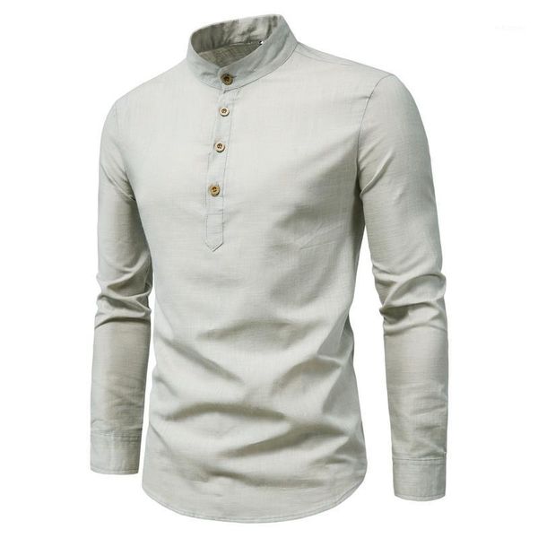 2020 new pullover shirt solid color men's cotton and linen long-sleeved shirt stand-up collar casual chinese style, White;black
2020 new pullover shirt solid color men's cotton and linen long-sleeved shirt stand-up collar casual chinese style, White;black
