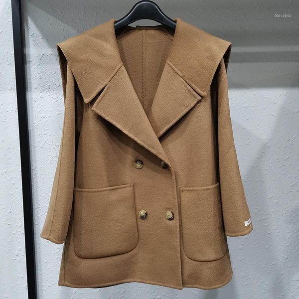 2020 autumn/winter warm cashmere coat female navy get loose brief paragraph small cloth coat web celebrity style1, Black
2020 autumn/winter warm cashmere coat female navy get loose brief paragraph small cloth coat web celebrity style1, Black