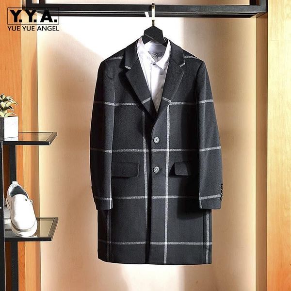 men's wool & blends autumn winter mens fashion woolen jackets high street vintage long loose plaid spliced single breasted outerwear tr, Black
men's wool & blends autumn winter mens fashion woolen jackets high street vintage long loose plaid spliced single breasted outerwear tr, Black