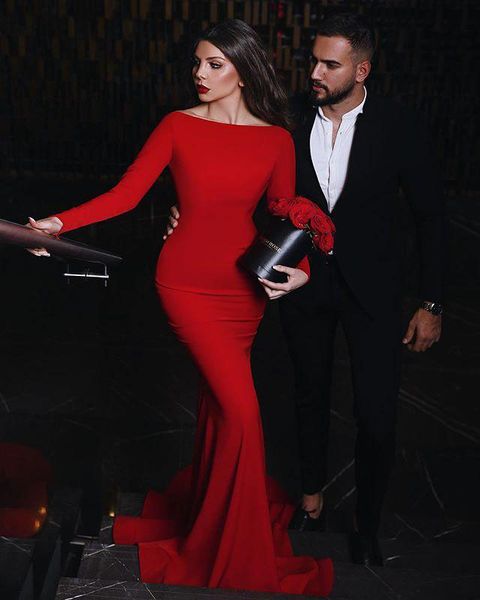2021 red mermaid prom dresses satin backless arabic long sleeve evening dress custom made formal cocktail party gowns vestidos de novia, Black;red
2021 red mermaid prom dresses satin backless arabic long sleeve evening dress custom made formal cocktail party gowns vestidos de novia, Black;red