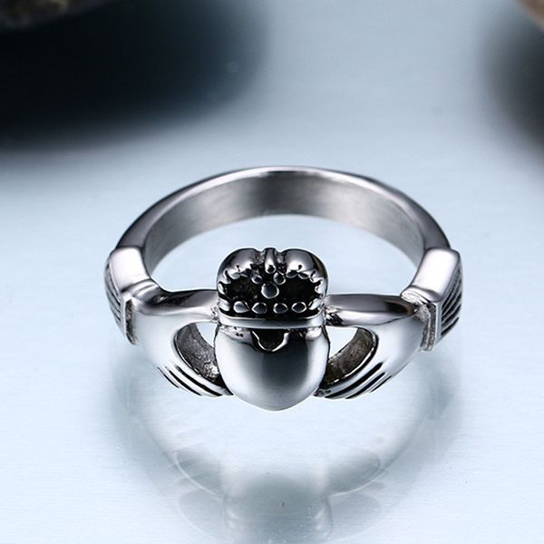 stainless hand ireland heart claddagh prayer lover's crown steel rings for men, Silver
stainless hand ireland heart claddagh prayer lover's crown steel rings for men, Silver