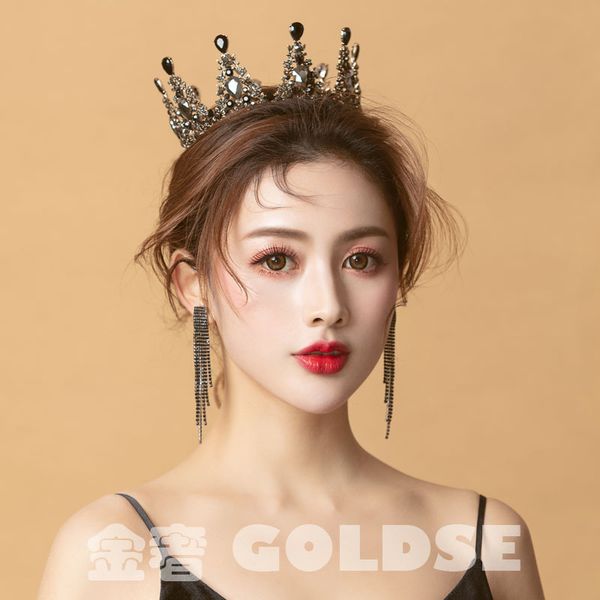 black gift bride headdress children round crown earring set wedding dress accessories, Silver
black gift bride headdress children round crown earring set wedding dress accessories, Silver