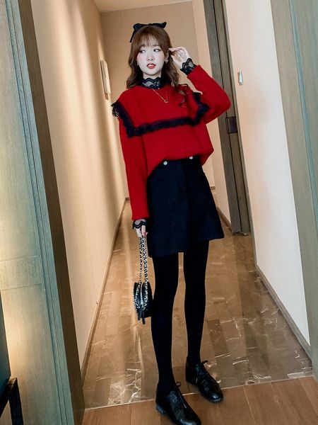 2020 fashion new loose korean splicing junior sweaterlace sweatersweater women's winter versatile cashmere lace sweet dsnna, White;black
2020 fashion new loose korean splicing junior sweaterlace sweatersweater women's winter versatile cashmere lace sweet dsnna, White;black