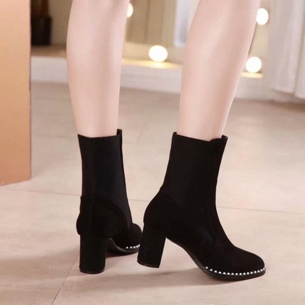 boots winter round toe pure color ankle rivet decoration slip on high heel fashionable prom flats women shoes, Black
boots winter round toe pure color ankle rivet decoration slip on high heel fashionable prom flats women shoes, Black