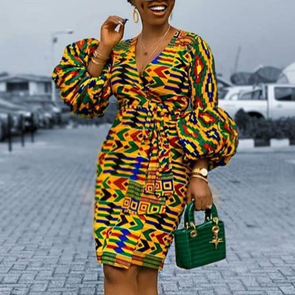printed dress puff sleeve african women v neck waist belt fashion dresses vestido 2021 new modest wrist spring summer fashion, Black;gray
printed dress puff sleeve african women v neck waist belt fashion dresses vestido 2021 new modest wrist spring summer fashion, Black;gray