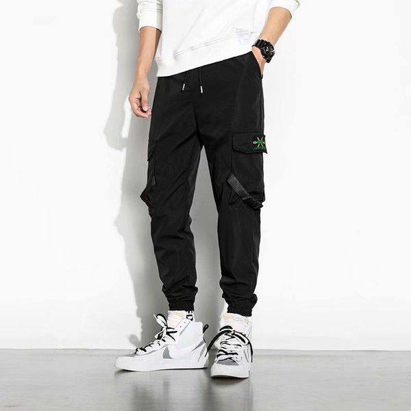 new style overalls casual loose feet trend capris youth multi pocket casual pants, Black
new style overalls casual loose feet trend capris youth multi pocket casual pants, Black