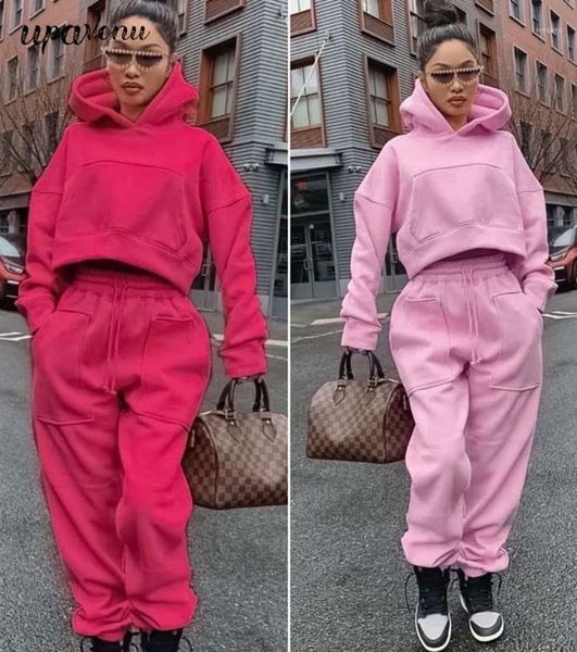 2020 winter casual solid color hooded sweatshirt set women short pullover sweatshirt & pants two-piece sportswear1, Gray 
2020 winter casual solid color hooded sweatshirt set women short pullover sweatshirt & pants two-piece sportswear1, Gray