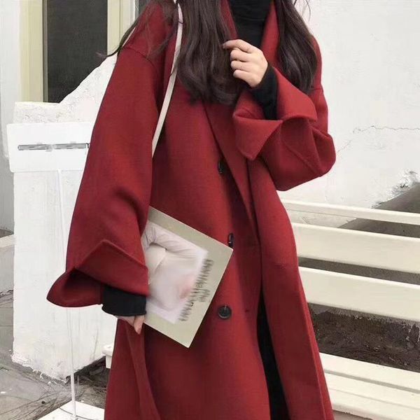 women's wool & blends ewq all-match 2021 autumn winter warm thick double-breasted large size black and red woolen coat fashion tide 2a1
women's wool & blends ewq all-match 2021 autumn winter warm thick double-breasted large size black and red woolen coat fashion tide 2a1