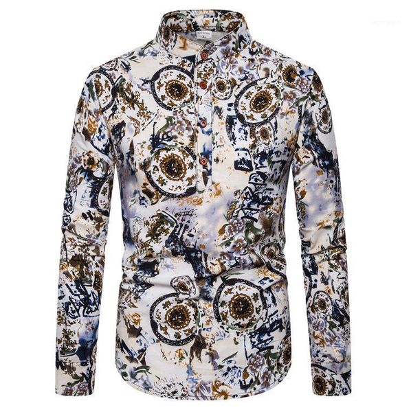 long round graffiti new model shirts men blouse stand collar unique button design linen shirts men's clothes1, White;black
long round graffiti new model shirts men blouse stand collar unique button design linen shirts men's clothes1, White;black