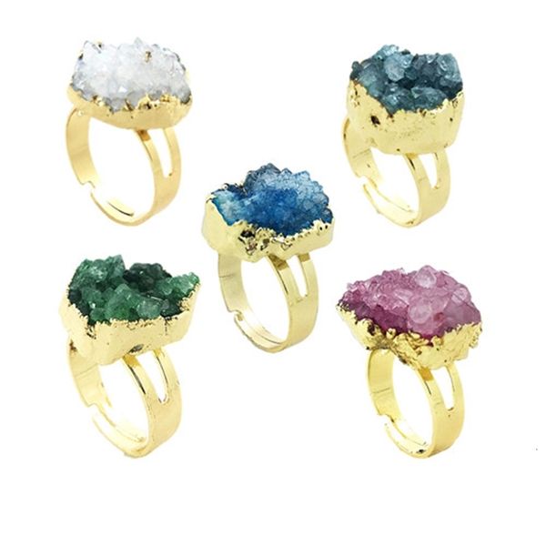 mixed colors crystal druzy cluster ring - gold druzy raw gemstone rough natural glittery irregular adjustable rings healing stone quartz, Golden;silver
mixed colors crystal druzy cluster ring - gold druzy raw gemstone rough natural glittery irregular adjustable rings healing stone quartz, Golden;silver
