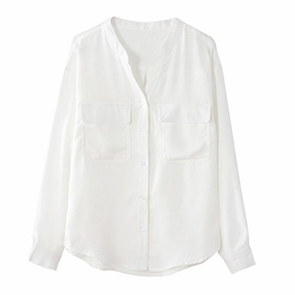 women's blouses & shirts long sleeve white blouse women clothes v-neck pocket chiffon shirt blusas mujer de moda 2021 d527
women's blouses & shirts long sleeve white blouse women clothes v-neck pocket chiffon shirt blusas mujer de moda 2021 d527