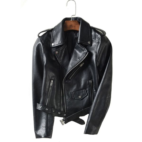 with belt autumn women leather jacket 5 colors moto biker asymmetric zipper female faux leather coat outwear 201030, Black
with belt autumn women leather jacket 5 colors moto biker asymmetric zipper female faux leather coat outwear 201030, Black