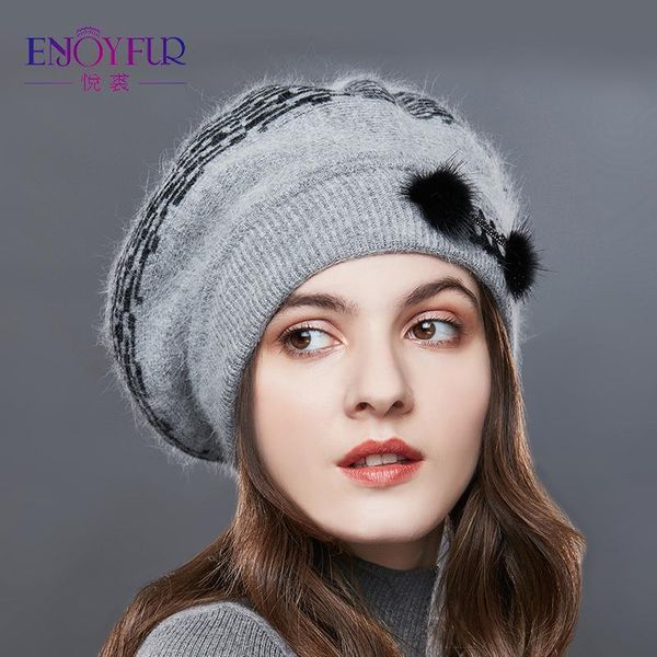 enjoyfur panelled winter hats women cashmere knitted hat female middle-aged berets hat corrugated pin decoration caps, Blue;gray
enjoyfur panelled winter hats women cashmere knitted hat female middle-aged berets hat corrugated pin decoration caps, Blue;gray