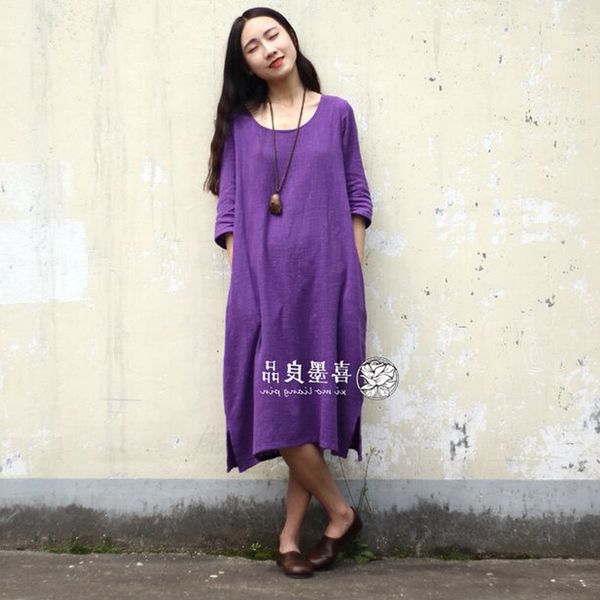 linen summer dress for women, wearing a new fashion wide informal dress, flax wine
linen summer dress for women, wearing a new fashion wide informal dress, flax wine