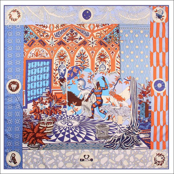 square silk scarf 90 silk scarfs satin hand rolled edge square big vintage print neck foulard femme bandana headband, Blue;gray
square silk scarf 90 silk scarfs satin hand rolled edge square big vintage print neck foulard femme bandana headband, Blue;gray