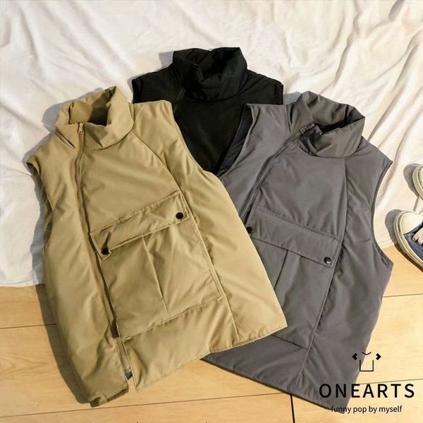 autumn and winter cotton padded clothing thickened tooling vest trend loose large warm coat men's jacket, Black;white
autumn and winter cotton padded clothing thickened tooling vest trend loose large warm coat men's jacket, Black;white