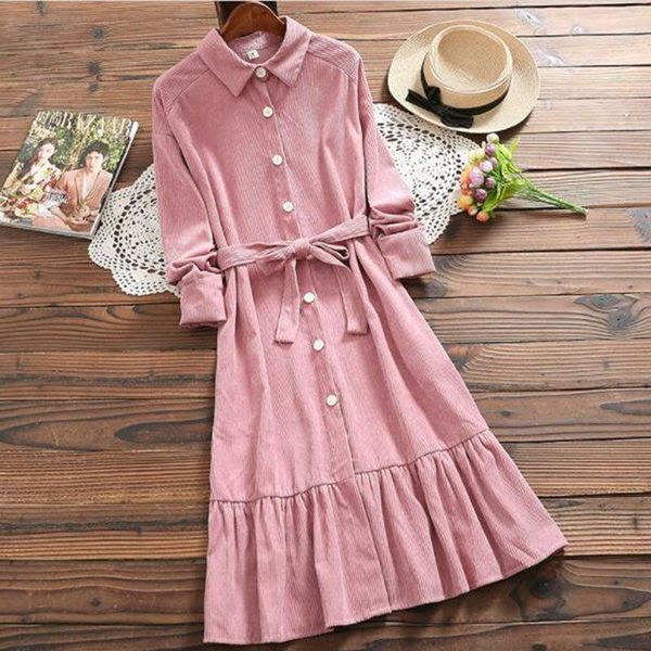corduroy dress women turn down collar sashes long sleeve mori girl vintage loose plus size pink winter kg-878, Black;gray
corduroy dress women turn down collar sashes long sleeve mori girl vintage loose plus size pink winter kg-878, Black;gray