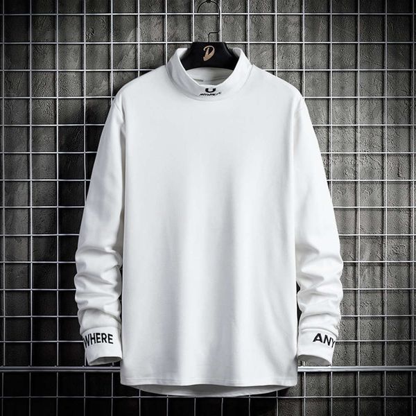 long with trendy men's sleeve sweater t-shirt in autumn and winter, Gray