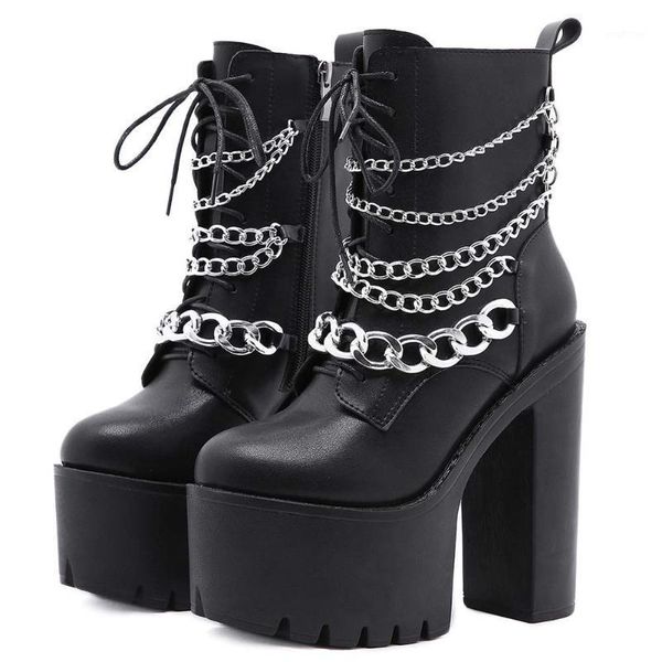 bonjomarisa lady fashion metal chain high heels boots punk street lace up platform gothic boots women thick bottom shoes woman1, Black
bonjomarisa lady fashion metal chain high heels boots punk street lace up platform gothic boots women thick bottom shoes woman1, Black