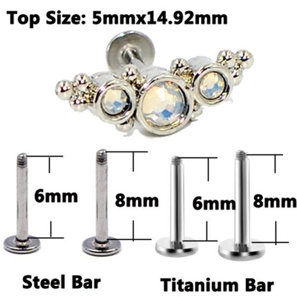 1pc g23 titanium&steel opal gem cluster ear tragus helix cartilage earring stud labret bar ring fashion body piercing jewelry q jllhgw, Silver
1pc g23 titanium&steel opal gem cluster ear tragus helix cartilage earring stud labret bar ring fashion body piercing jewelry q jllhgw, Silver