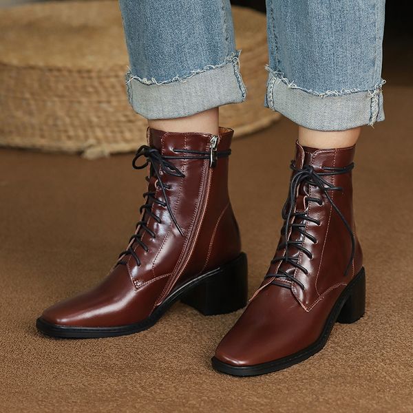 2020 fashion new leather genuine ankle women's toe square foot winter casual shoes heels thick d04g, Black
2020 fashion new leather genuine ankle women's toe square foot winter casual shoes heels thick d04g, Black