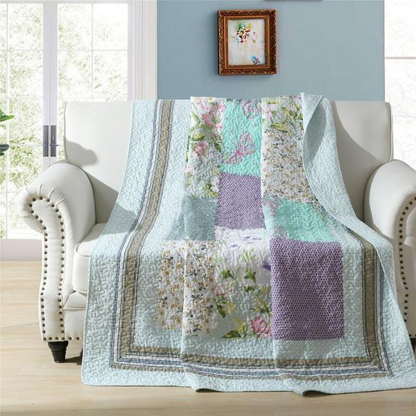 

chausub cotton bedspread quilt 1pc floral print patchwork coverlet twin size quilts 150x200cm quilted sofa blanket1
