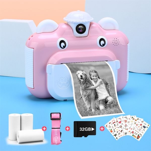 instant print camera for children toys rotatable lens 1080p hd kids camera with thermal printing paper 32gb card color stickers 201224
instant print camera for children toys rotatable lens 1080p hd kids camera with thermal printing paper 32gb card color stickers 201224