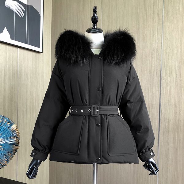 2021 new lagabogy winter raccoon-skinned woman white down hoodie waistline closure temperament short thick warm jacket with belt iwsi, Black
2021 new lagabogy winter raccoon-skinned woman white down hoodie waistline closure temperament short thick warm jacket with belt iwsi, Black